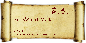 Petrányi Vajk névjegykártya