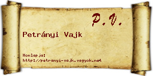 Petrányi Vajk névjegykártya